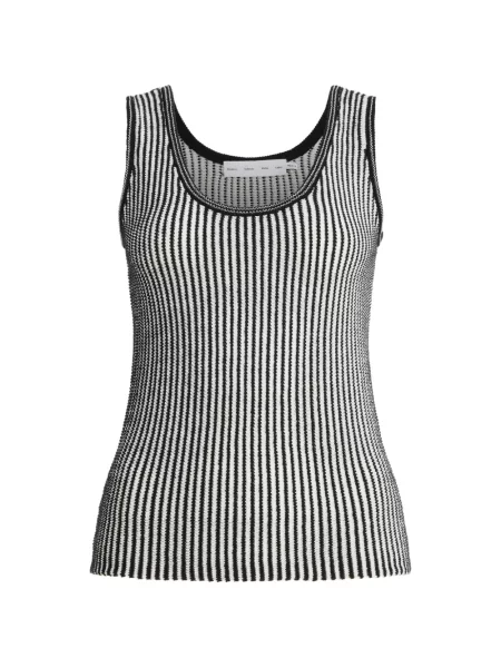 Top Proenza Schouler White Label cu dungi tricotate alb