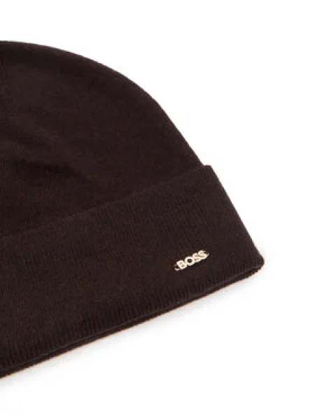 BOSS beanie kapa ženska od vune Laris_hat smeđa