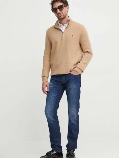 Lekka długa bluza Polo Ralph Lauren z długim rękawem beżowa