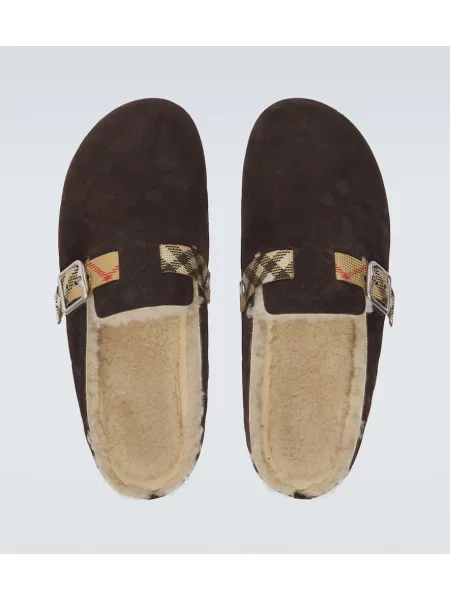 Saboți Burberry din piele de căprioară maro