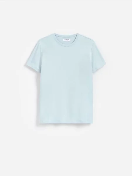 Reserved Tricou slim din pima turcoaz-pal