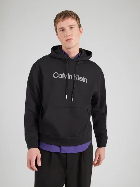 Jachetă cu glugă Calvin Klein cu glugă negru