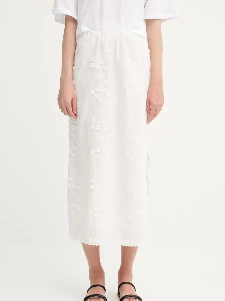 MUNTHE fustă din URSA midi drept alb