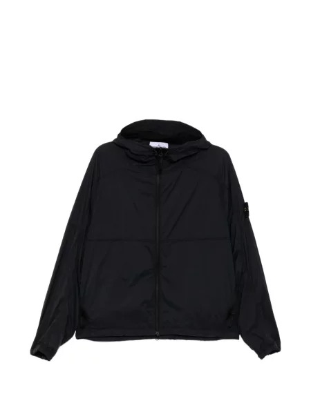 Geacă Stone Island cu glugă cu strasuri negru