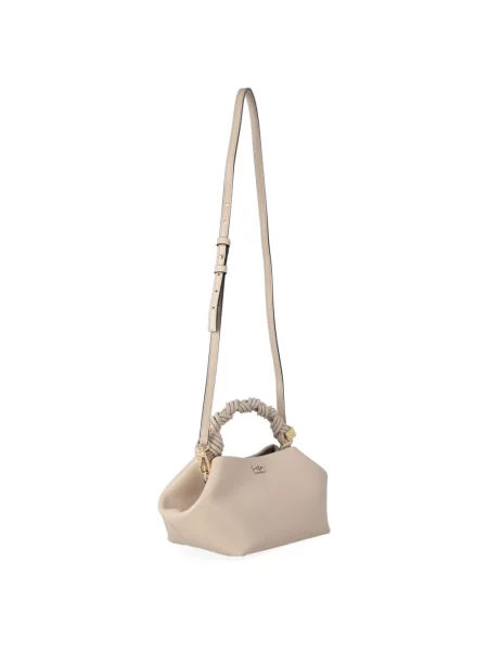 Torebka crossbody Ganni z klapami beżowa