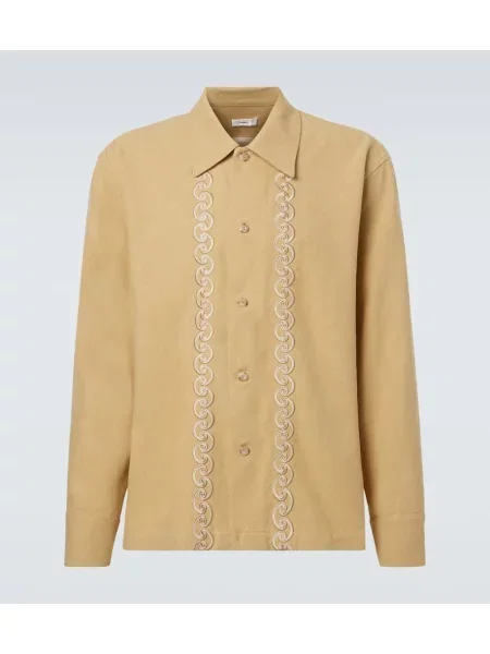 Риза Commas бродирана бежово