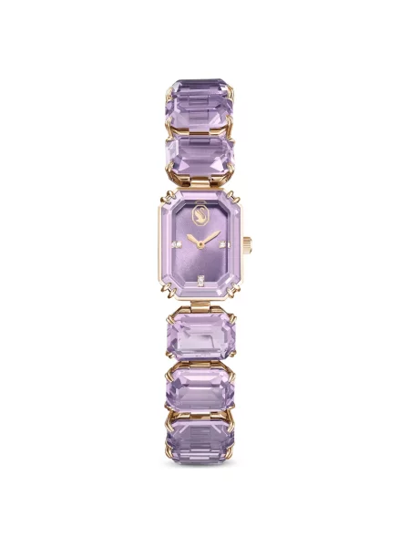 Lniany zegarek Swarovski fioletowy