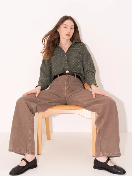 Прямі джинси VMMA коричневий