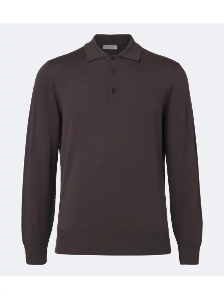 Tricou polo Canali de lână maro