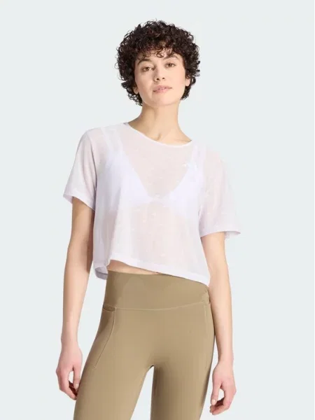Adidas Marškinėliai Strength Essentials Workout Boxy Mesh balta