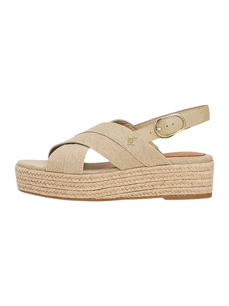 Tommy Hilfiger Buty Kobieta 40 EU Denim Denimowe sandały espadryle na platformie beżowy