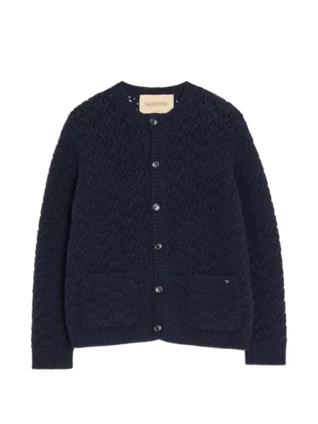 Cardigan Valentino Garavani de lână albastru