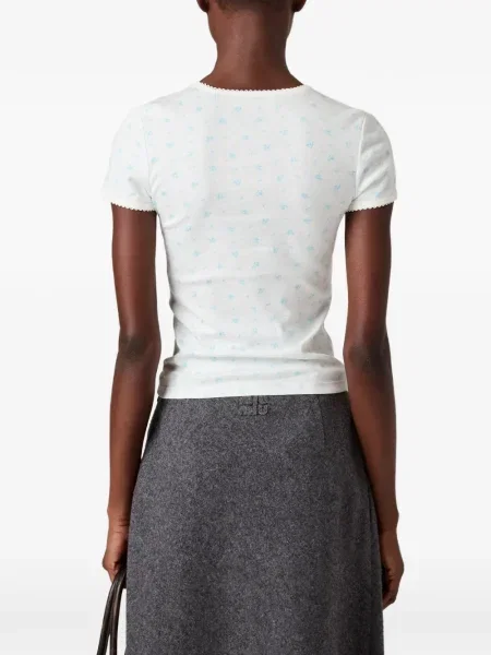 Tricou Miu Miu cu model floral alb