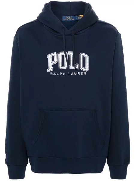 Șlapi Polo Ralph Lauren cu broderie din piele albastru