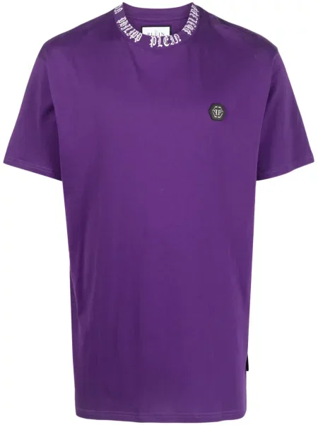 Tricou Philipp Plein cu imagine cu decolteu rotund violet