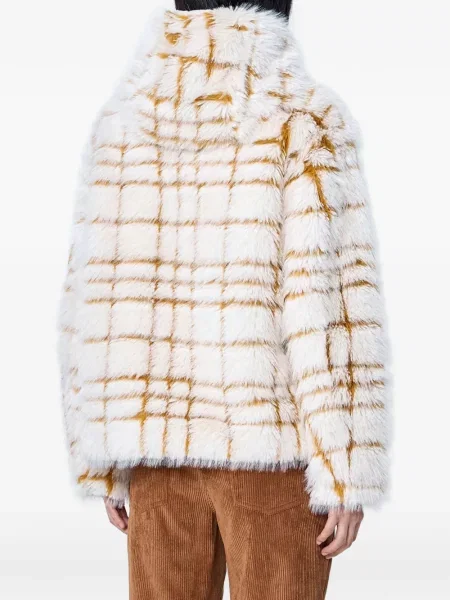 Geacă Moncler în carouri cu blană
