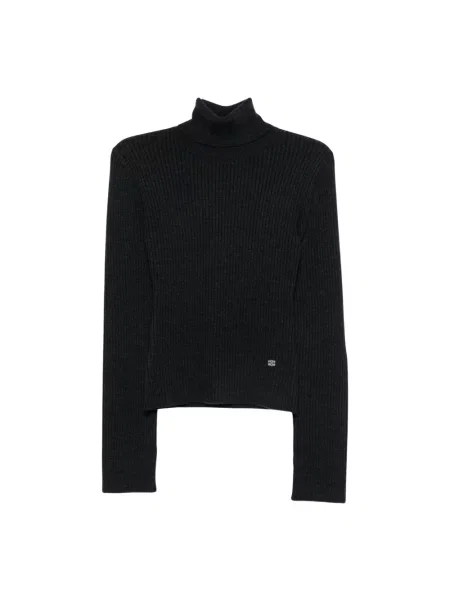 Sweter z golfem Ganni wełniany czarny