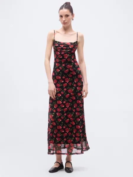 Gina Tricot Šaty jedľová / bordová čierna