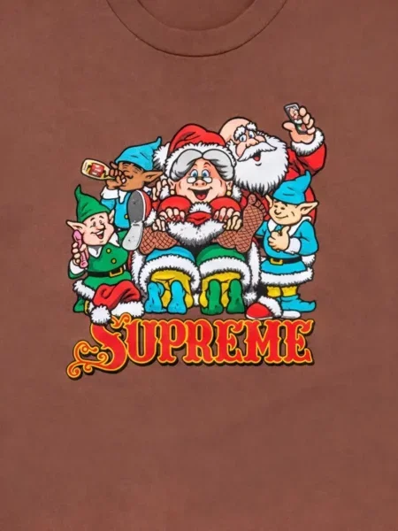 Kerek nyakú póló Supreme barna