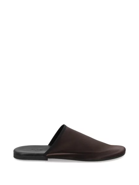 Papuci tip mules Alysi din satin fără toc maro