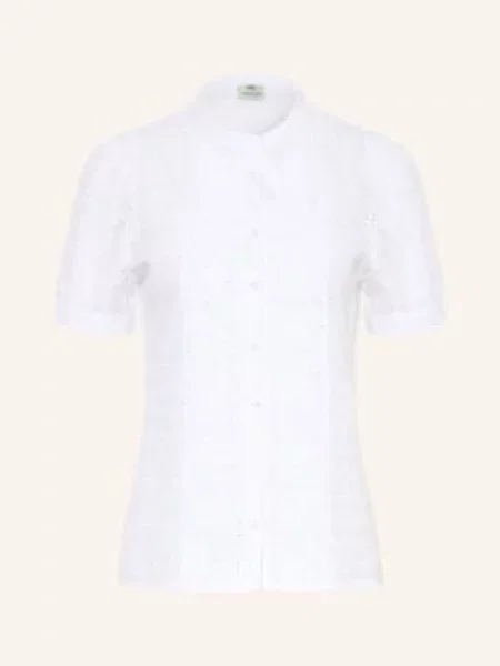 Berwin & Wolff Bluzka Ludowa Z Koronki Ażurowej weiss biała