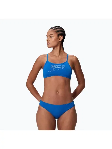 Дамски бански костюм от две части Speedo Endurance+ Logo Thin Strap turkish sea синьо