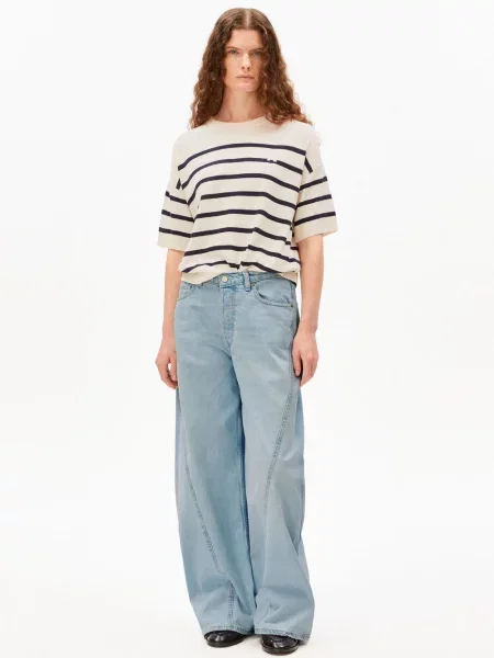 ARMEDANGELS koszula z dzianiny z zawartością lnu Stripe Linen Blend Kobiety w S beżowy