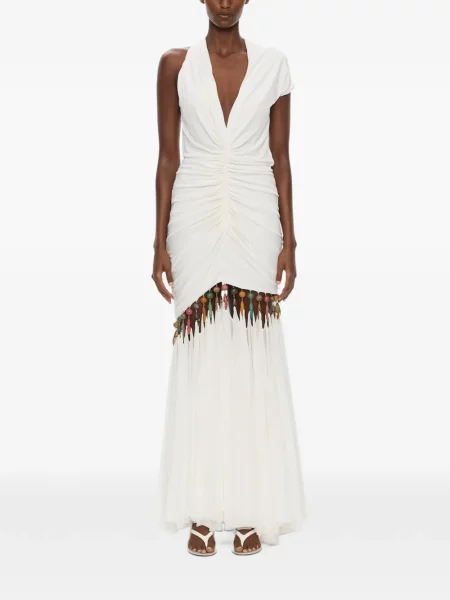Rochie maxi Christopher Esber cu volane alb