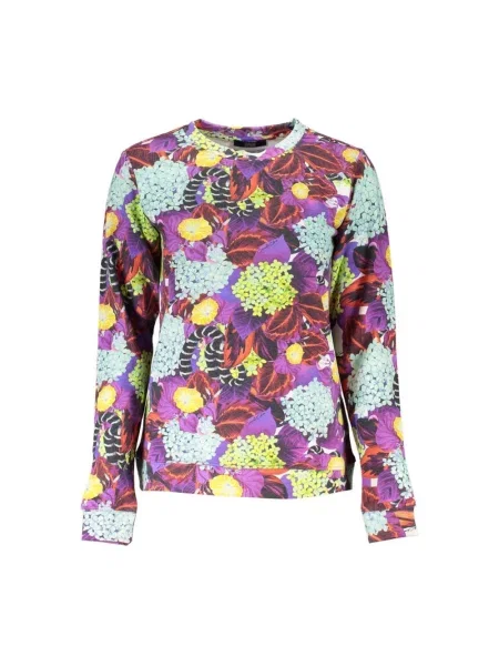 Bluza Cavalli Class z nadrukiem elegancka fioletowa