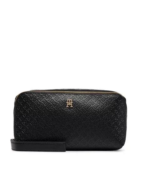 Kozmetická taštička Tommy Hilfiger Th Icon Double Washbag Mono čierna