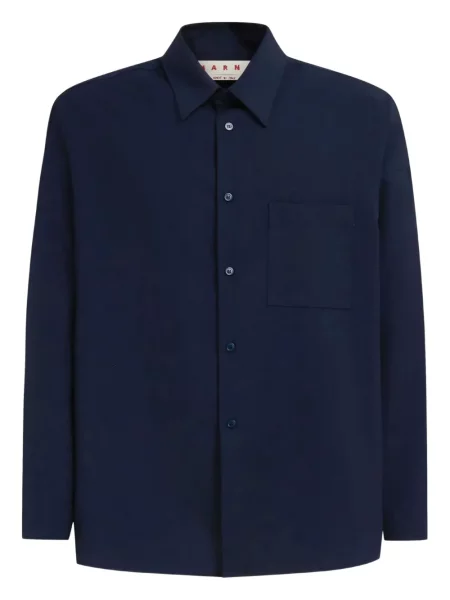 Vlněná dlouhá košile Marni modrá