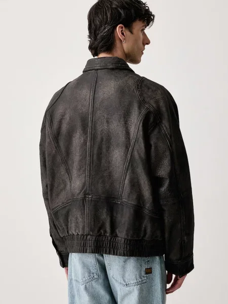 Levi's kurtka skórzana JABRIL LEATHER szara