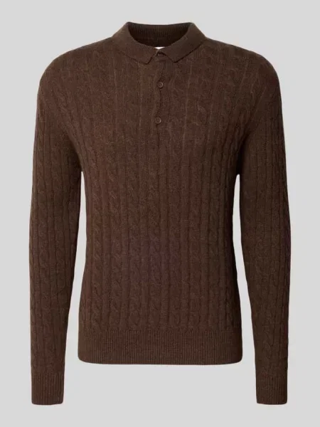 Sweter z dzianiny z mieszanki lnu z kołnierzykiem polo Lindbergh