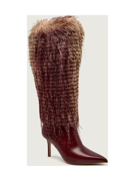 Kurt Geiger London bőr csizma Kensington Knee Boot 85 tűsarkú barna