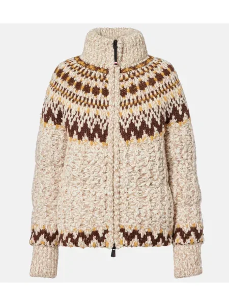 Cardigan Moncler Grenoble de lână bej