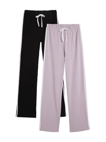 Bonprix Pantaloni mov liliachiu / negru alb