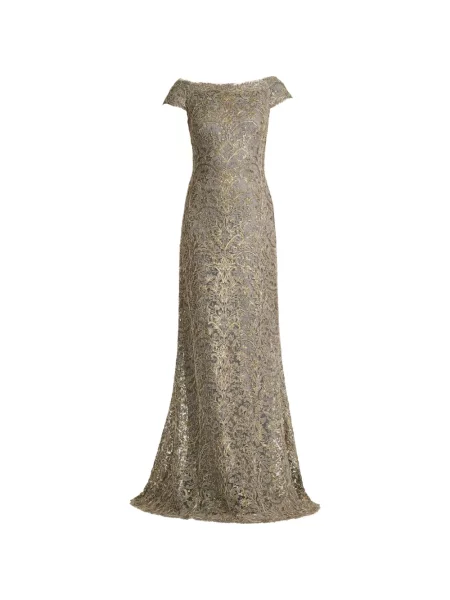 Haftowana sukienka maxi Tadashi Shoji szara