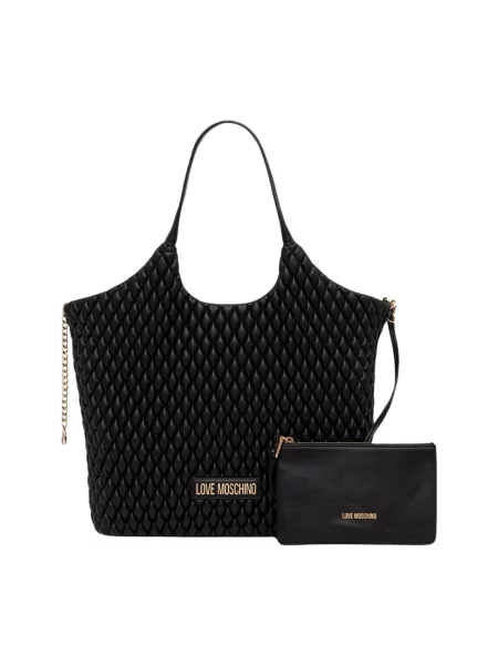 Love Moschino torebka shopper z imitacji skóry czarna
