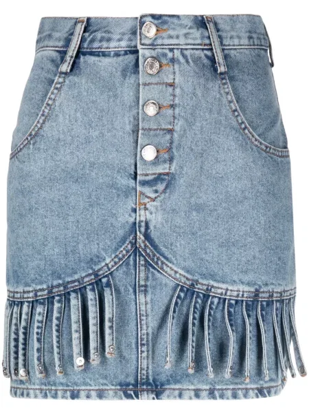 Fustă din denim Moschino Jeans cu franjuri