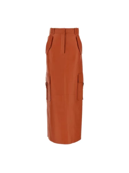 Spódnica skórzana Zimmermann do kolan pomarańczowa