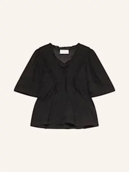 Neo Noir Bluzka Evienne Z Falbanką schwarz czarna