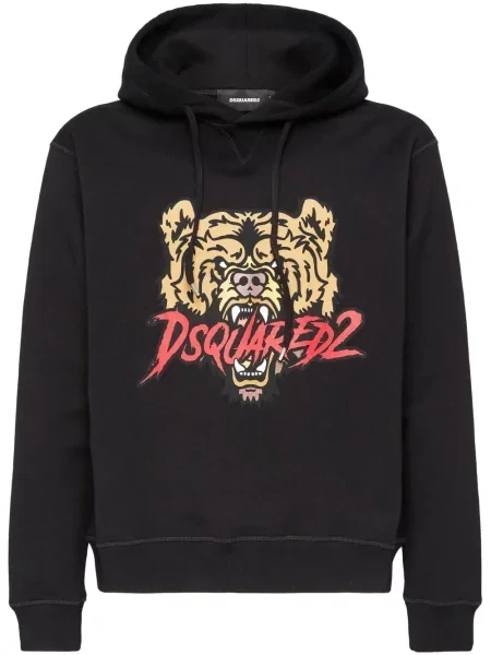 Hanorac cu glugă Dsquared2 cu imagine negru