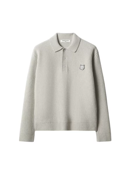 Koszulka polo Maison Kitsune wełniana szara