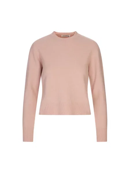 Sweter Jil Sander z okrągłym dekoltem różowy