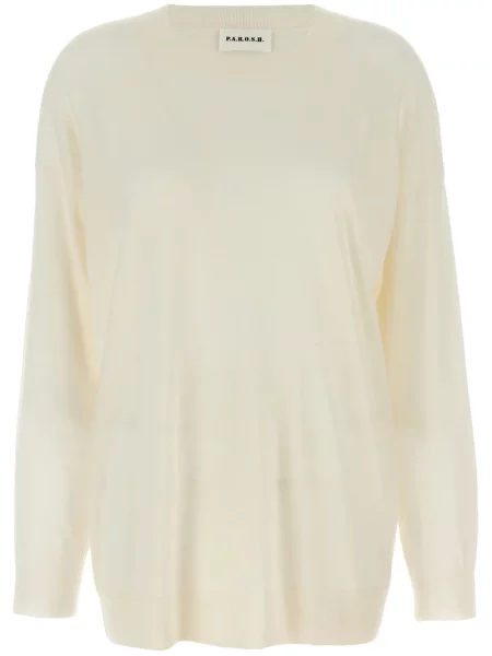 Pulover P.a.r.o.s.h. cu decolteu rotund alb