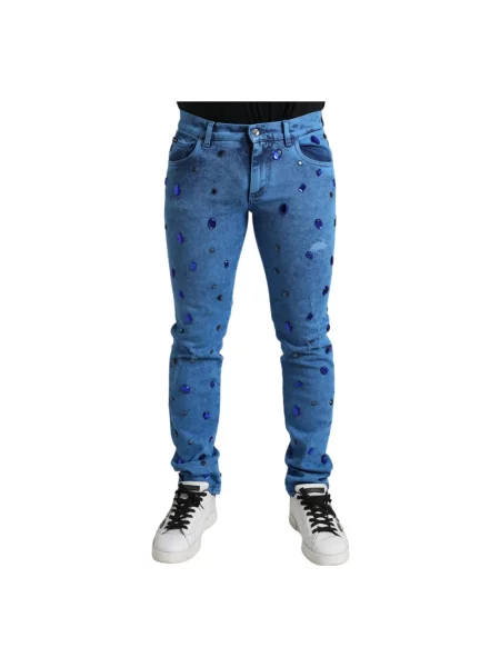 Skinny jeansy skinny Dolce And Gabbana niebieskie