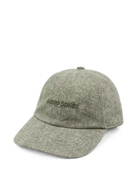 Șapcă Jacob Cohën cu broderie cu model herringbone verde