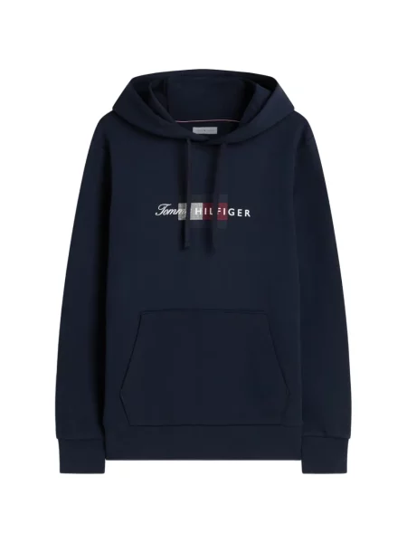 Hanorac cu glugă Tommy Hilfiger cu imagine cu cordon albastru