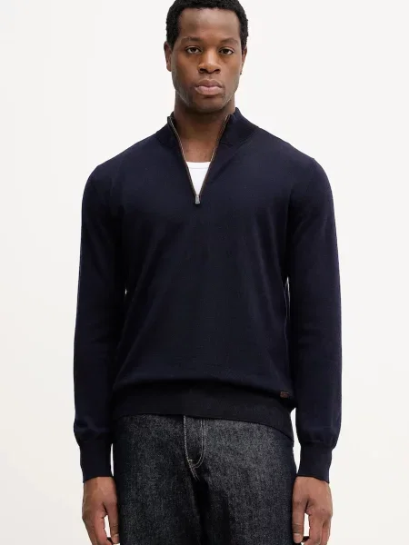 Вълнен пуловер Eton тъмносиньо