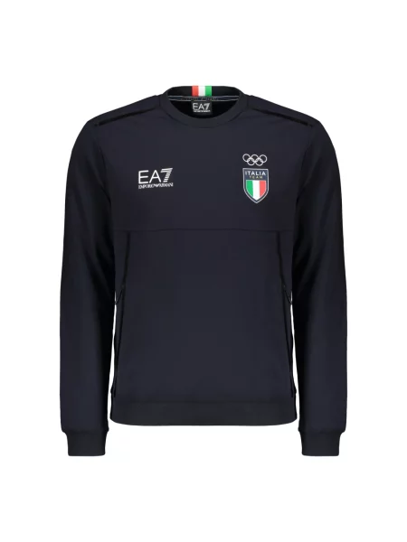Bluza z kapturem Emporio Armani Ea7 z kapturem z logo niebieska